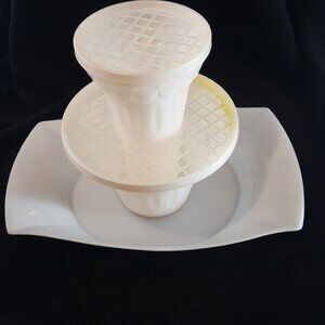 Vintage Tupperware Floralier Centerpiece Floral Appetizer Cake Pop Display White